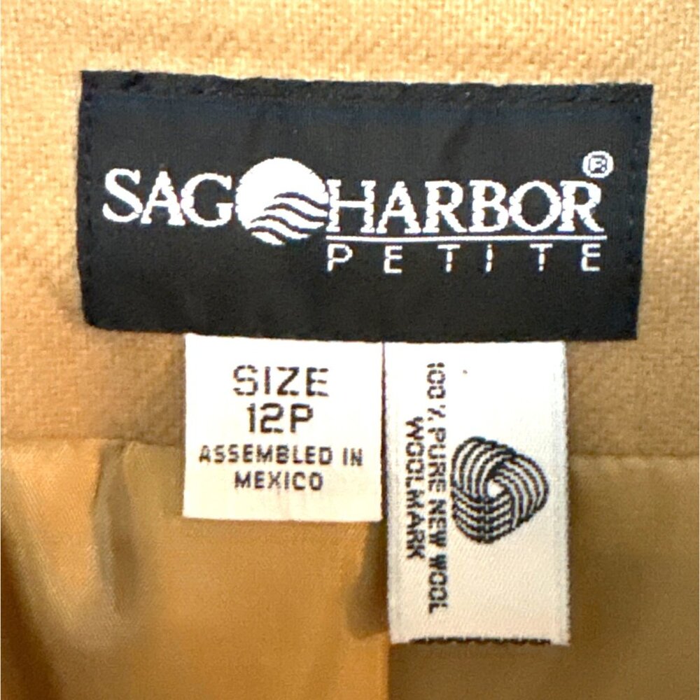 Sag Harbor Petite Womens Camel Wool Blazer Size 12P Single Button - Picture 2 of 6